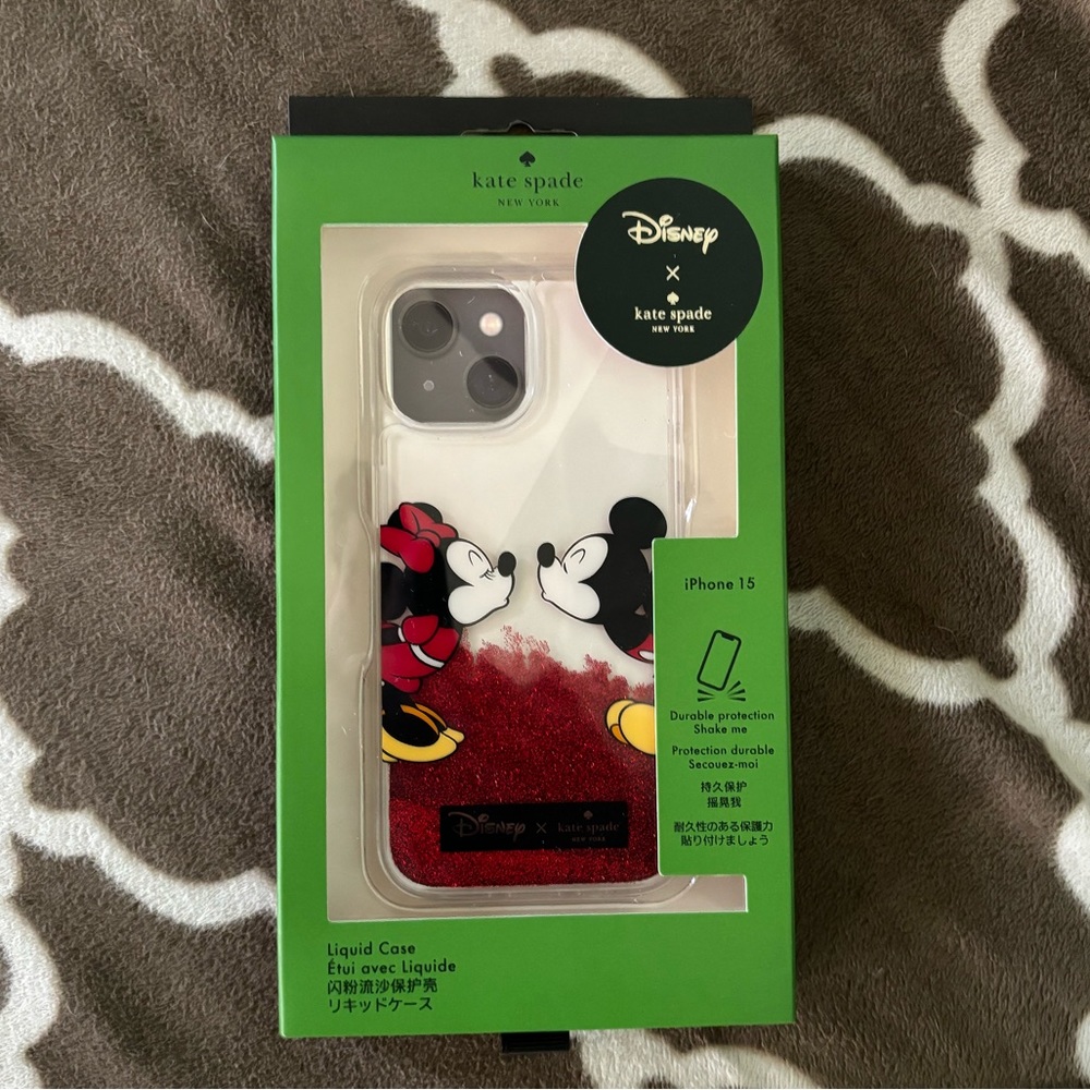 Brand new Kate Spade Liquid Case with Mickey and Minnie! ❤️🖤❤️🖤❤️🖤